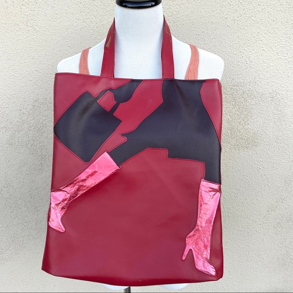TRANSVERSION tote bag red shoulder purse vintage carry-on jet setter travel 70s